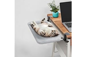 TidyNuts Cat Desk Bed, Soft Faux Fur & Breathable Mesh Bed, Suitable for All Seasons, Supports 49lbs, Perfectly fits Office Desks, Game Tables and Island Table, Easy to Clean