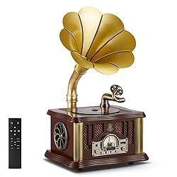 Vintage Gramophone CD Player, 5.3 Bluetooth
