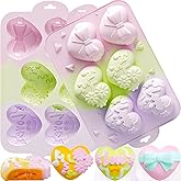 2 Pcs Heart Silicone Mold for Baking, 6 Cavities Heart Shaped Cake Pans Valentine's Day Chocolate Mold Cake Mould for Making Breakable Mousse Mini Cake Chocolate Cheesecake Soap Jelly Pudding Brownies
