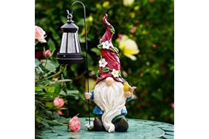 Pohabery Christmas Gnomes Outdoor Statue with Solar Lights,Solar Garden Gnomes Decorations for Yard Patio Outside Gnome Garden Decor, Gnomes Gifts for Women Mom