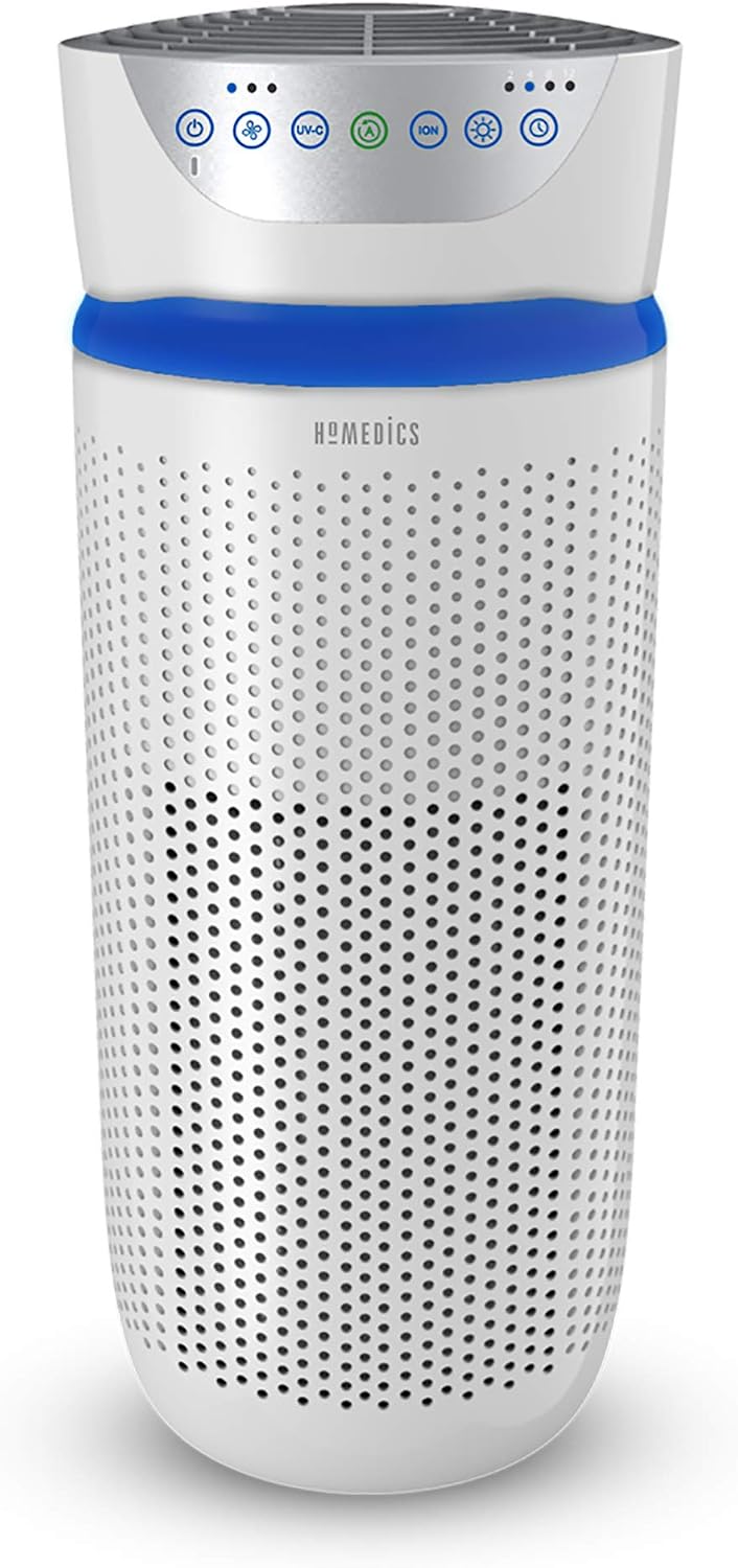 HoMedics TotalClean 5 in 1 Tower Air Purifier with UV-C, HEPA & Carbon Filters, Removes Allergens, Pet Dander, Smoke, Cooking - Image 3