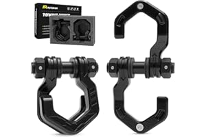 AUTORICH D Ring Shackles, 3/4" Separate Shackles with 7/8" Pin, Heavy Duty Recovery Shackle 57320lbs Break Strength, 4x4 Off-Road Recovery Towing Winch Shackles for Trucks, Black Black 2-Pack