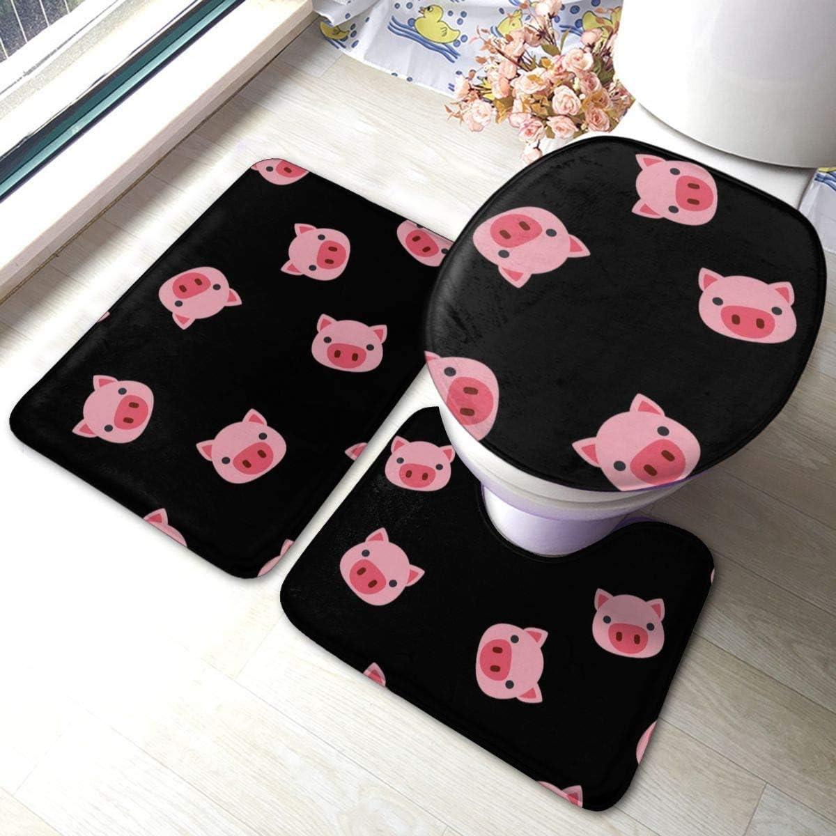 RedBeans rutschfeste Badematte, 3-teiliges Flanell-Badezimmerteppich