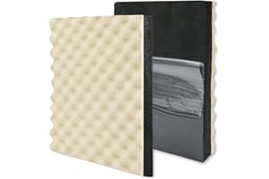 BXI Soundproofing Closed Cell Foam - 2 Pack Self-Adhesive 16'' X 12'' X 1.8'' Thickened Egg Crate Sound Proof Foam - Acoustic Foam Panels Great for Noise & Thermal Insulation (Beige)