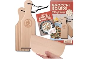 Gnocchi Board and Butter Paddles Kit with Recipe Book | Pasta Maker Gift for Cooks | Be an Expert Butter Churner and Gnocchi 