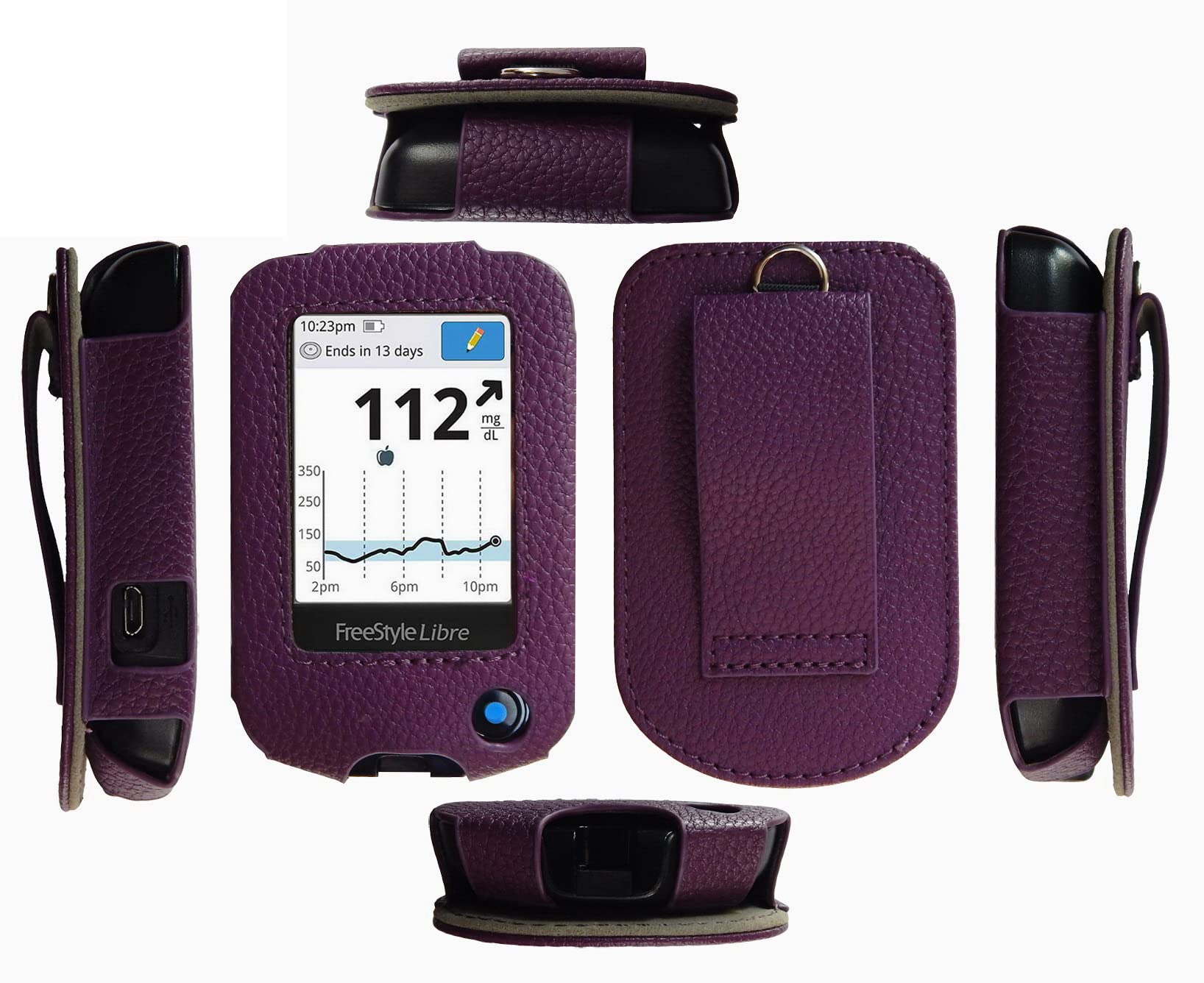 Photo 1 of Fitted Leather Case with Screen Protector for Freestyle Libre 2 & 3, 14 Day (FLC-LBPP)