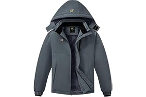 SATANKUD Boys Waterproof Ski Snow Jacket Winter Fleece Lined Warm Coat Hooded Windproof Kids Outerwear