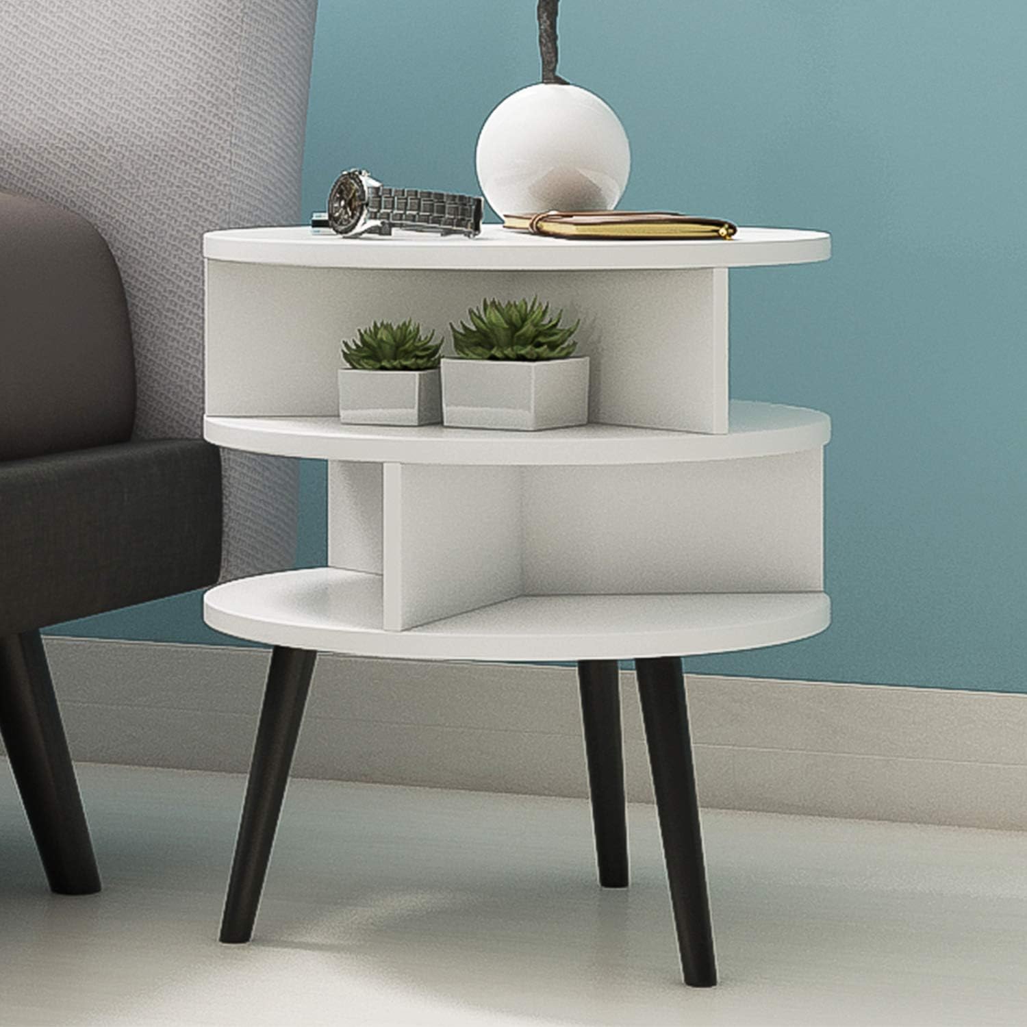 Amazon Com White Nightstands For Bedroom Modern Bedside Table In Nordic Design Compact Movable Nightstand 23 6 Height Kitchen Dining