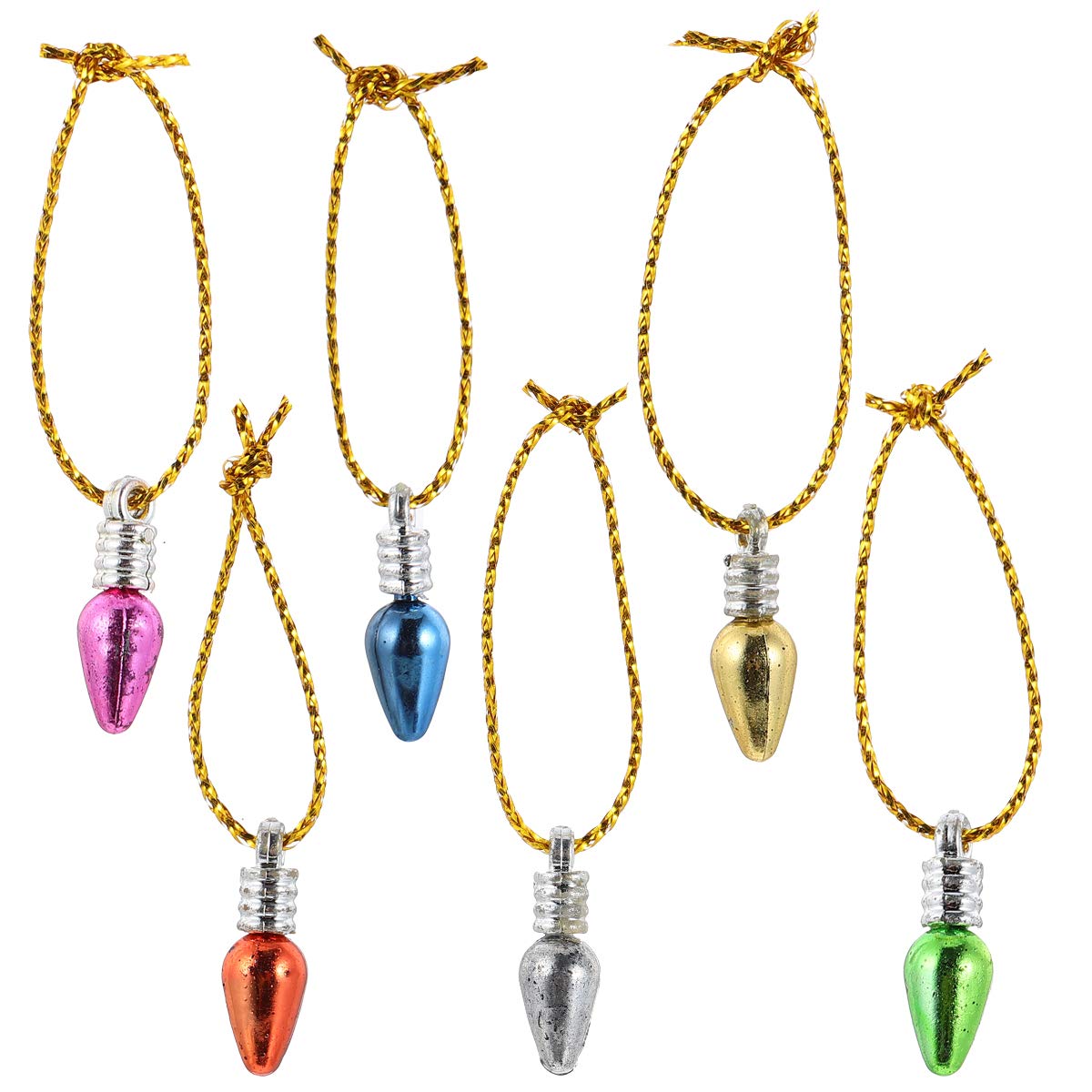 PRETYZOOM 100pcs Hanging Bulbs Beads Christmas Tree Plastic Bulbs Hanging Ornament Mini Bulbs Beads with Ropes DIY Craft Projects (Random Color)