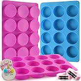 Sakolla 3 Pcs Round Chocolate Cookie Molds, 2.1 Inch Cylinder Silicone Mold | 12 Cavities, Food Grade Silicone Molds for Choc