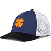 Black Clover Standard Auburn Benchmark Adjustable Snapback Hat, Navy/Black/White Laser Cut Orange 3D Clover