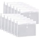 FANWU Plastic Legal Size Expandable Envelopes with String Tie Closure, 1-1/4" Expansion, Side Load, Clear File Folders Poly Project Paper Documents Organizer for Office School Home 12 Pack