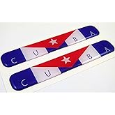 Cuba Cuban Flag Domed Decal Emblem Resin car auto Stickers 5"x 0.82" 2pc.