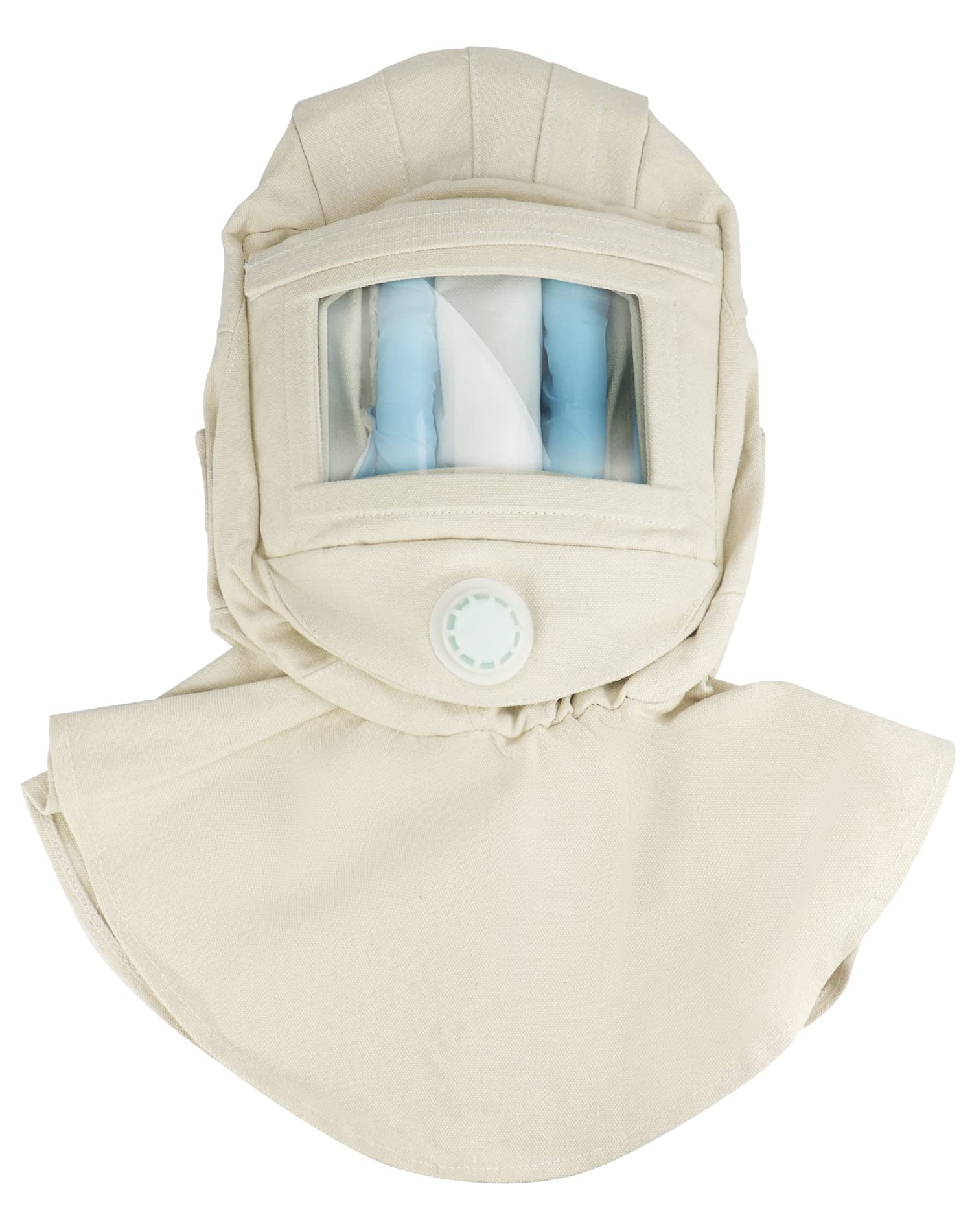 Photo 1 of QWORK Sand Blasting Hood Cap, Shawl Sandblaster Protective Gear Mask, Anti Dust/Wind Sandblasting Tool Mask, Heat / Cut / Scratch Resistant Neck Protector, White