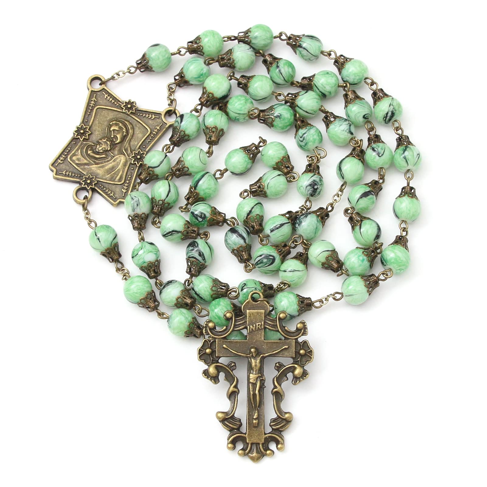 Rosary Beads Catholic for Women Gemstone Rosary Beads Necklace with Crucifix Cross Crystal Pearl Rosary Rosarios Catolicos Catholic Gifts
