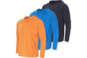 Real Essentials 3 Pack: Men's Rash Guard Hoodie Sweatshirt Sun Protection UPF Fishing Shirt (Available in Big & Tall)