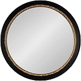 Kate and Laurel Wildomar Decorative Ornate Round Mirror; 26 Inch Diameter; Black; Traditional Ornate Circle Mirror with Carve