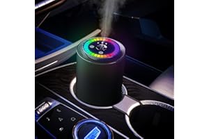 SALUBRITO Smart Car Air Fresheners with Rhythmic Atmosphere Light, Car Freshener Essential Oil Diffuser, Auto On/Off, Adjustable Concentration, Battery Powered, with 50ml perfume lasts 120 days
