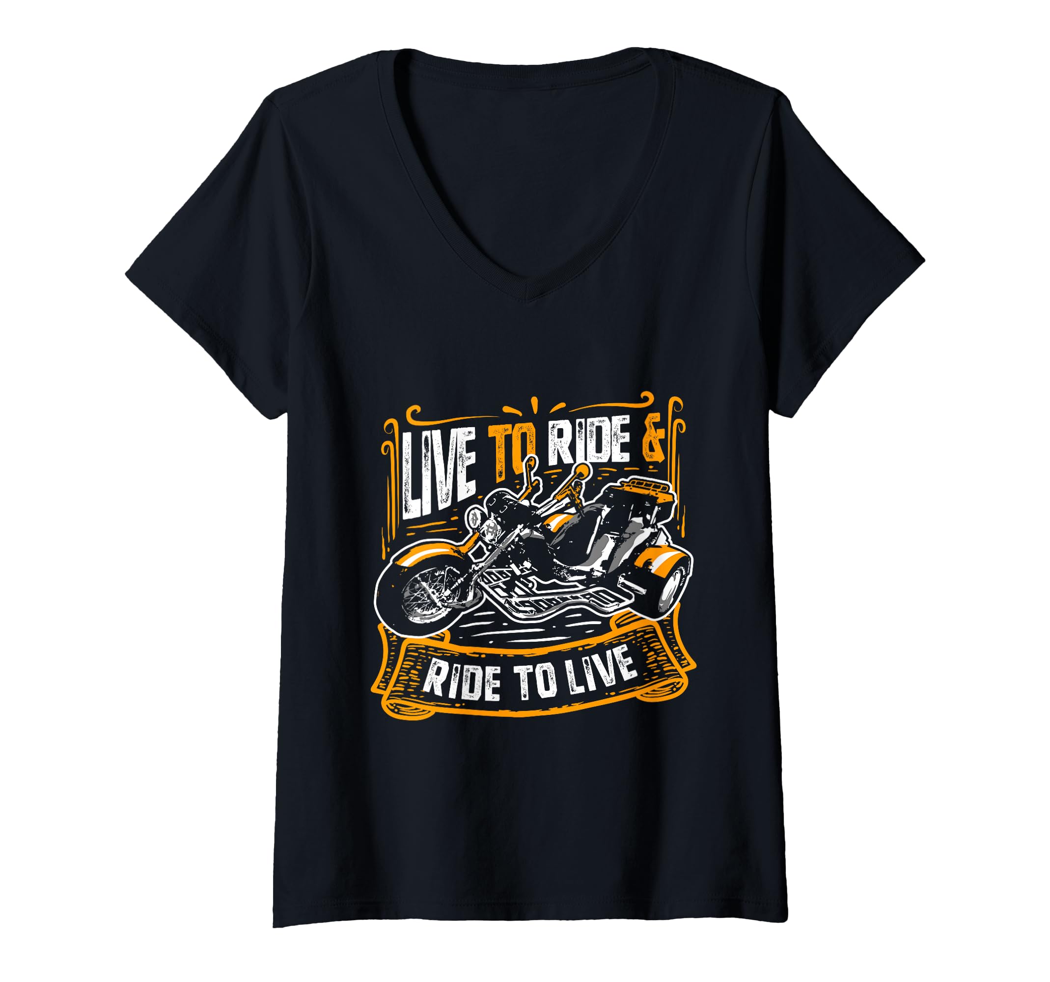 Womens Live To Ride & Ride To Live Triker Trike Bike V-Neck T-Shirt