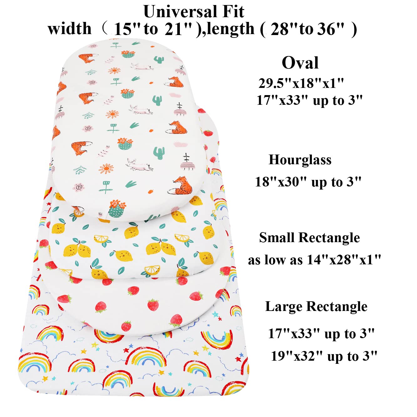 Bassinet Sheets (33" x 19") Compatible with Mika