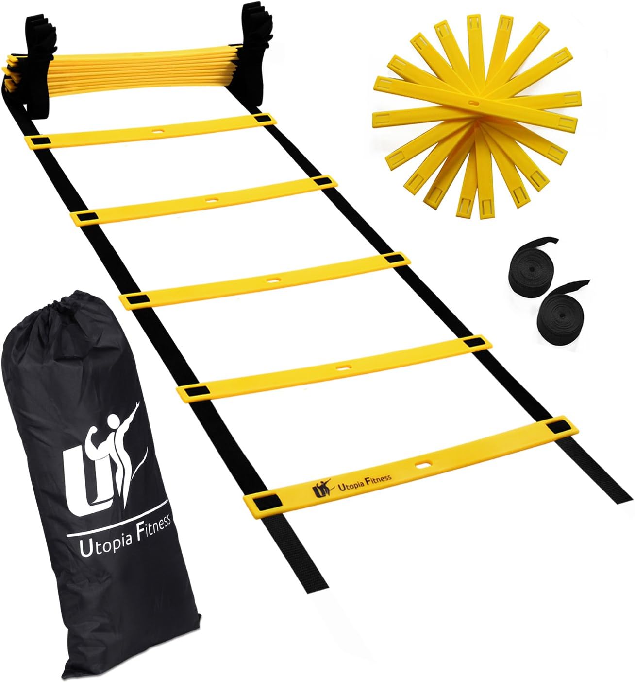 Utopia Fitness Agility Ladder Fitness & Training - Training Ladder Adjustable 12 Rungs Anti-Crack Design Speed Ladder - Fitness Ladder Carrying Bag