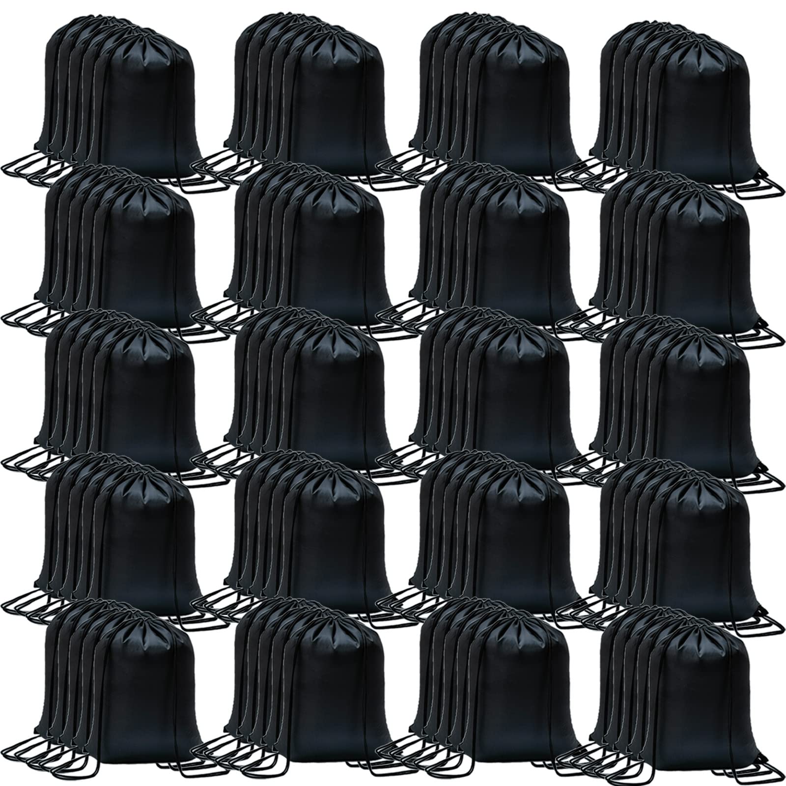 Photo 1 of 100 Pack Drawstring Backpack Bulk Drawstring Bags Cinch Sack for Gym, Yoga, Shopping, Sports, Hiking or Gifts for Women and Men, Black-100pcs