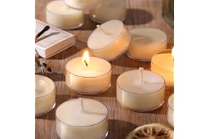 DEVI Soy Wax Tea Lights Candles 100 Pack Paraffin-Free, Soy Tea Lights Bulk-4 Hours Long Burning, Unscented White Small Votive Candles, Votives Bulk for Wedding Baby Shower Favors