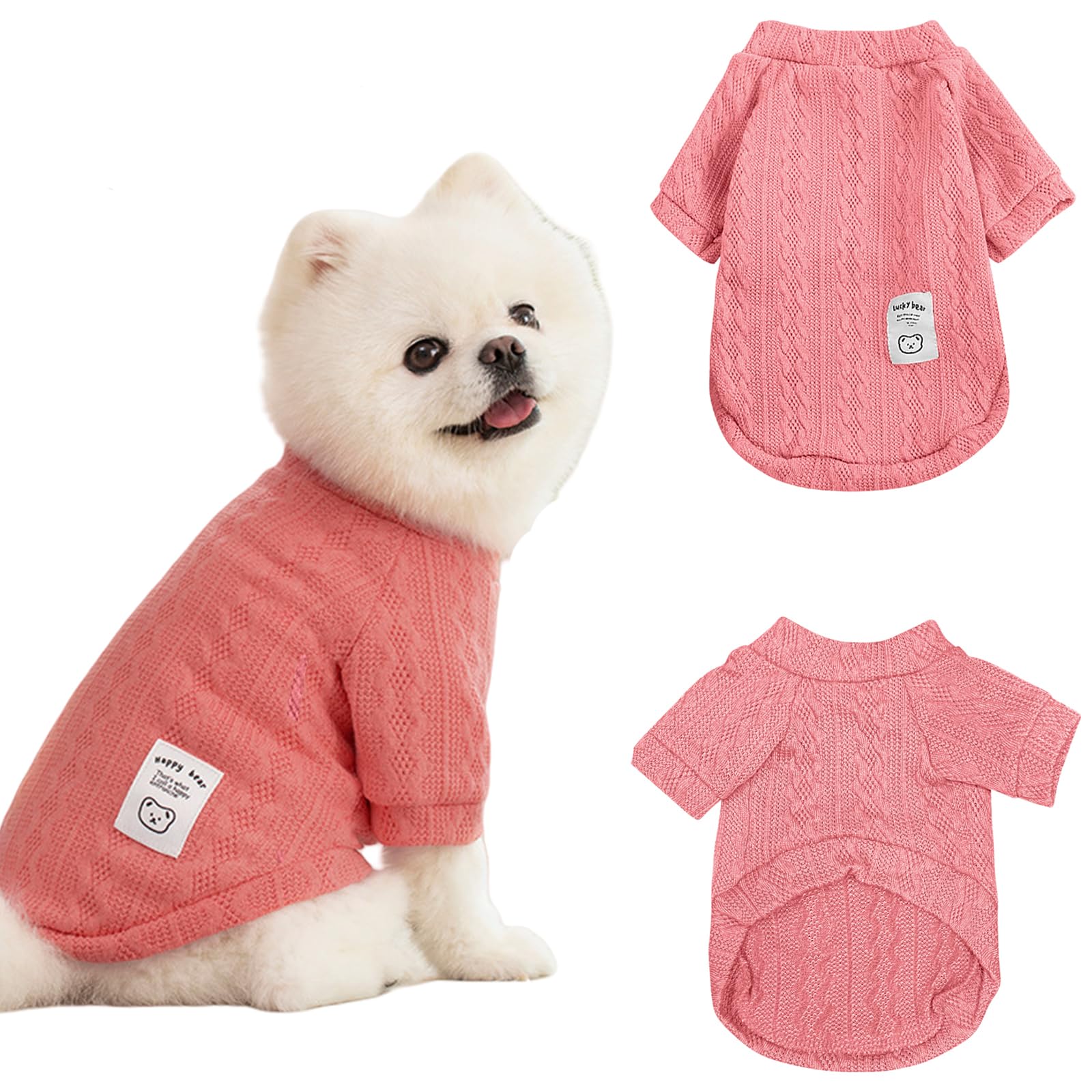 Winmany Small Medium Dogs Sweater Cat Winter Turtleneck Clothes Chihuahua Yorkie Puppy Solid Color Outfit (Pink, S)