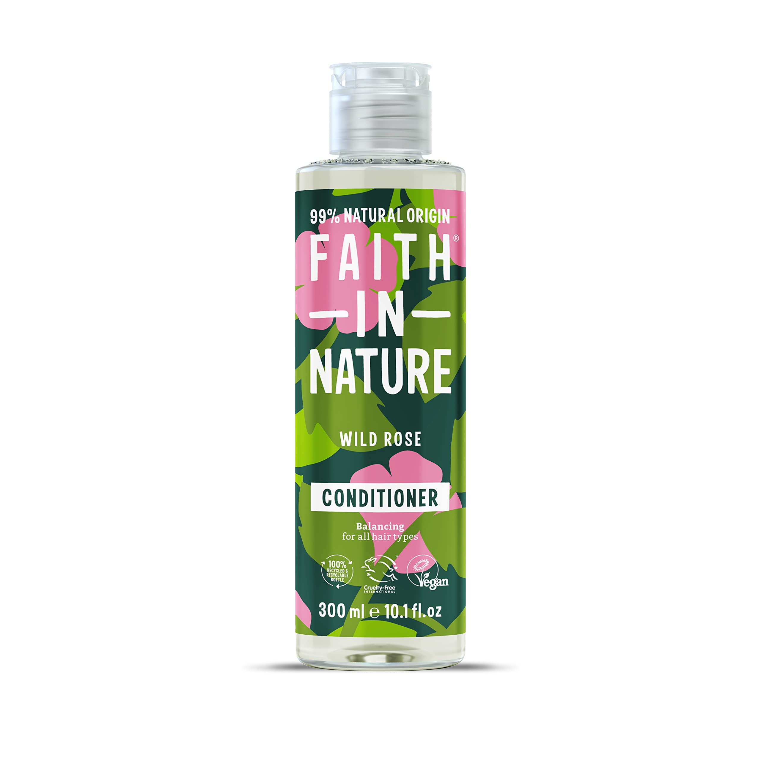 Faith In Nature 300ml Natural Wild Rose Conditioner, Restoring, Vegan & Cruelty Free, No SLS or Parabens, For Normal to Dry Hair