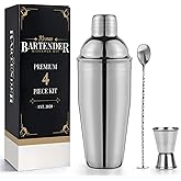 Premium Mixology Cocktail Shaker Set | 4 Piece Bar Tool Set, Silver Bar Set Cocktail Shaker Set for Drink Mixing - Includes M