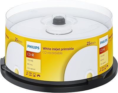 Philips 25 CD-R 700MB 80min 52x Inkjet Printable White Surface Disc