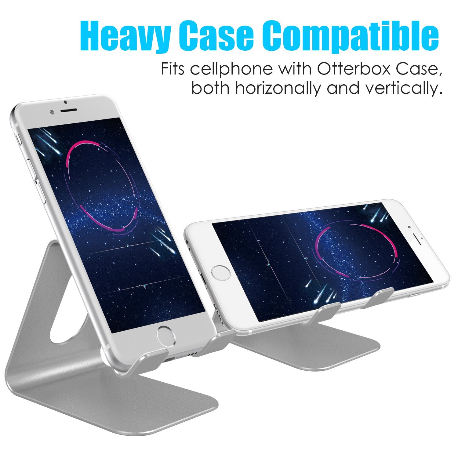 Cell Phone Stand, Barsone Aluminium Phone Holder Mount Stand for Phones and Tablets (Updated Silver)