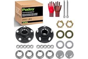 Trailer Axle Hub Assembly Kit 5 Bolt 4.5 Inch for 2000 Lbs 1-1/16'' Trailer Straight Spindle, 5 Lug Trailer Wheel Hub Bearing