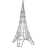 C&F Ornament - Eiffel Tower - Silver Glittered Wire - with Clear Crystals- 7" High