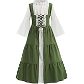 GRAJTCIN Girls Medieval Dress Renaissance Princess for Kids Halloween Drawstring Outfit Costume Set