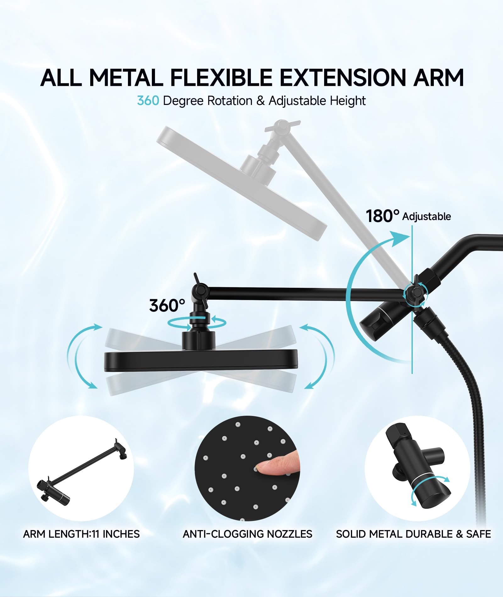 High Pressure Rain Shower Head with Handheld Spray Combo Set, Adjustable 12