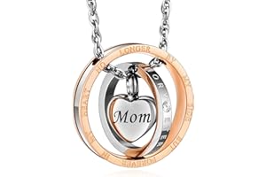 XIUDA Cremation Urn Necklace for Ashes Eternal Memory Carved Keepsake Stainless Steel Urn Jewelry Memorial Ash Holder