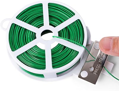 KINGLAKE 50m Garden Wire Ties Green Plant Ties with Cutter Soft Twist