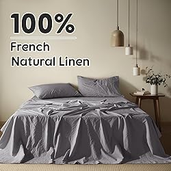 Shilucheng 100% French Linen Sheets - Full Size Bed
