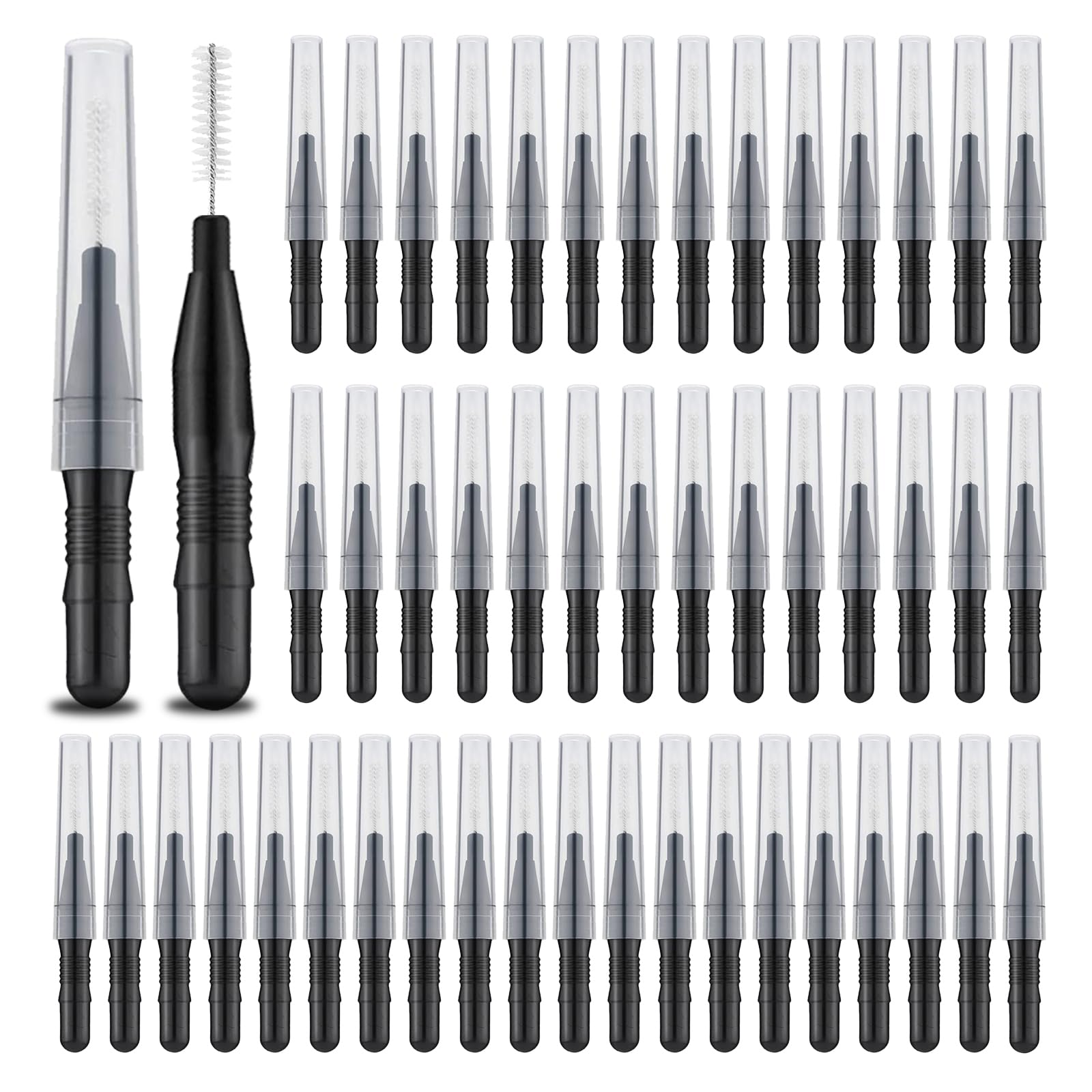 60 PCS Micro Eyebrow Brush with Cap, Disposable Eyelash Brushes Brow Lamination Brushes 360°Bendable Mascara Brush Mascara Wand for Lash Extension Tooth Cleaning