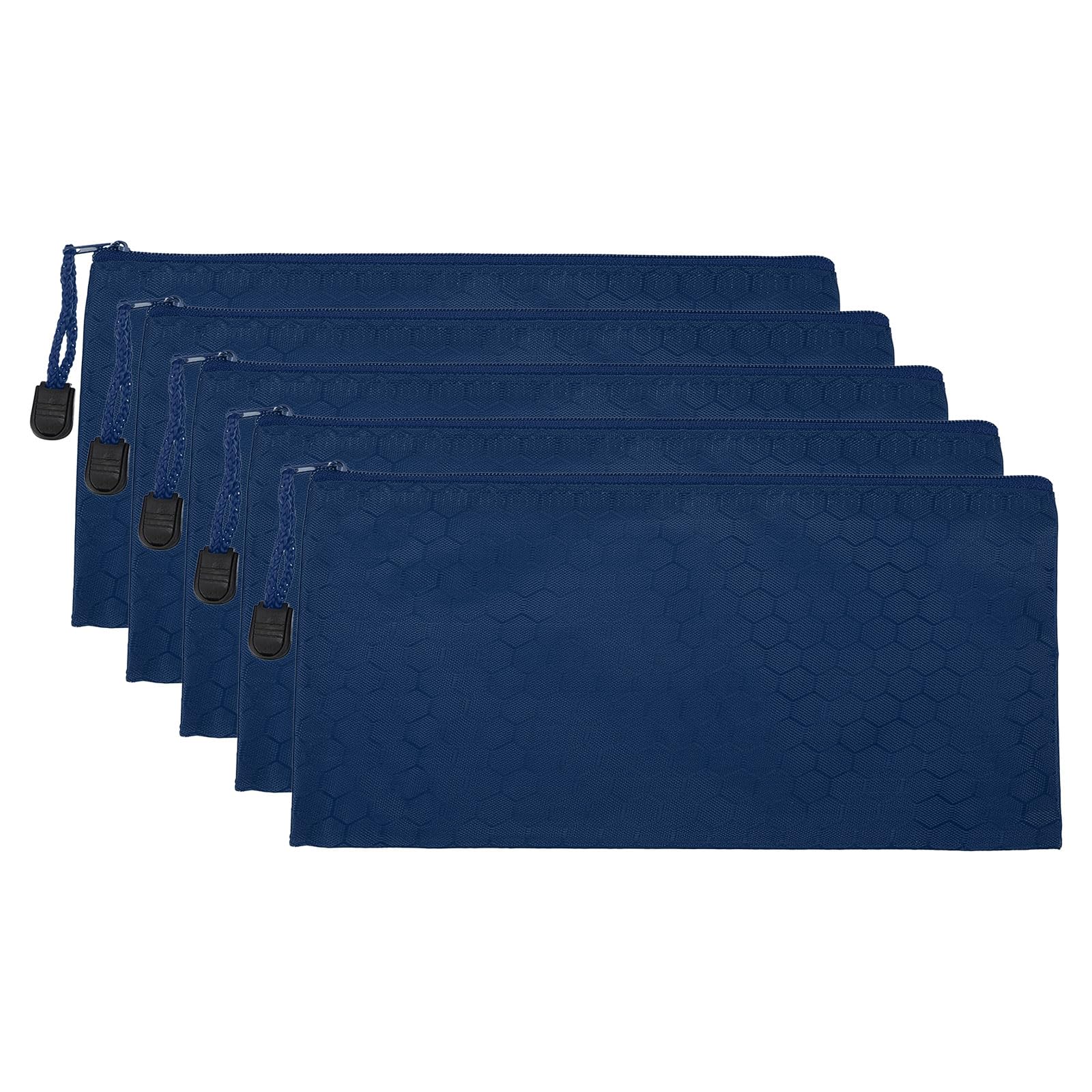 PATIKIL Waterproof Zipper File Bags, 5 Pack A6 Document Holders Pencil Pouch for Office, Dark Blue