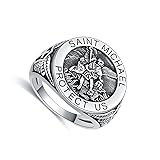 LONAGO Saint Michael Ring for Men, Religious