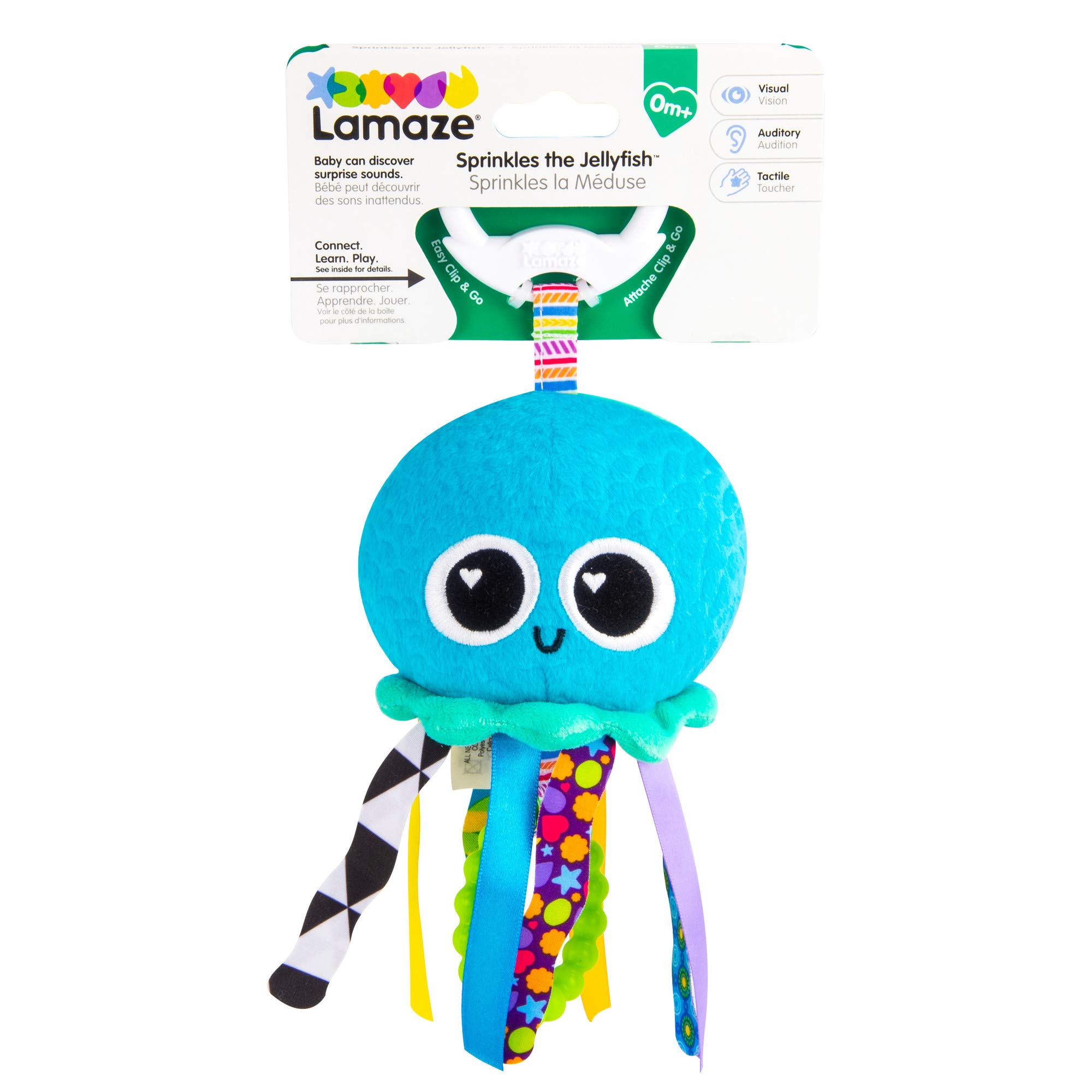 Lamaze Clip On Car Seat and Stroller Toy - Sprinkles The Jellyfish - Tactile Travel Toys for Sensory Development - Baby Sensory Toys - Ages 0 Months and Up