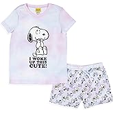 INTIMO Peanuts Girls' I Woke Up This Cute Snoopy Tie-Dye Sleep Pajama Set Shorts