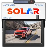 AUTO-VOX Solar Wireless Backup Camera, 5" 1080P Monitor, 3-Min Easy Install | 5000mAh Battery Powered Back Up Camera System, IP69K Waterproof Wide Angle Reverse Camera for Car Truck Trailer Van