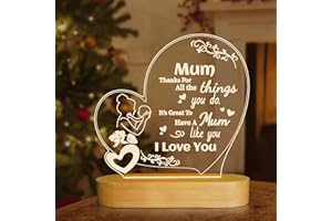 Anywin Mother Gifts, I Love Mom Gifts Night Light with Warm Light for Home Decor Gifts for Birthday, Xmas, Mother's Day, a Thankyou Gift for Mom Mum Mother Parents