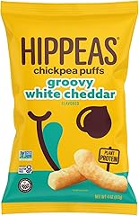 Hippeas Chickpea Puffs, Vegan White Cheddar, 4 Ounce (Pack of 1), 4g Protein, 3g Fiber, Vegan, Gluten-Free, Crunchy, Plant Pr