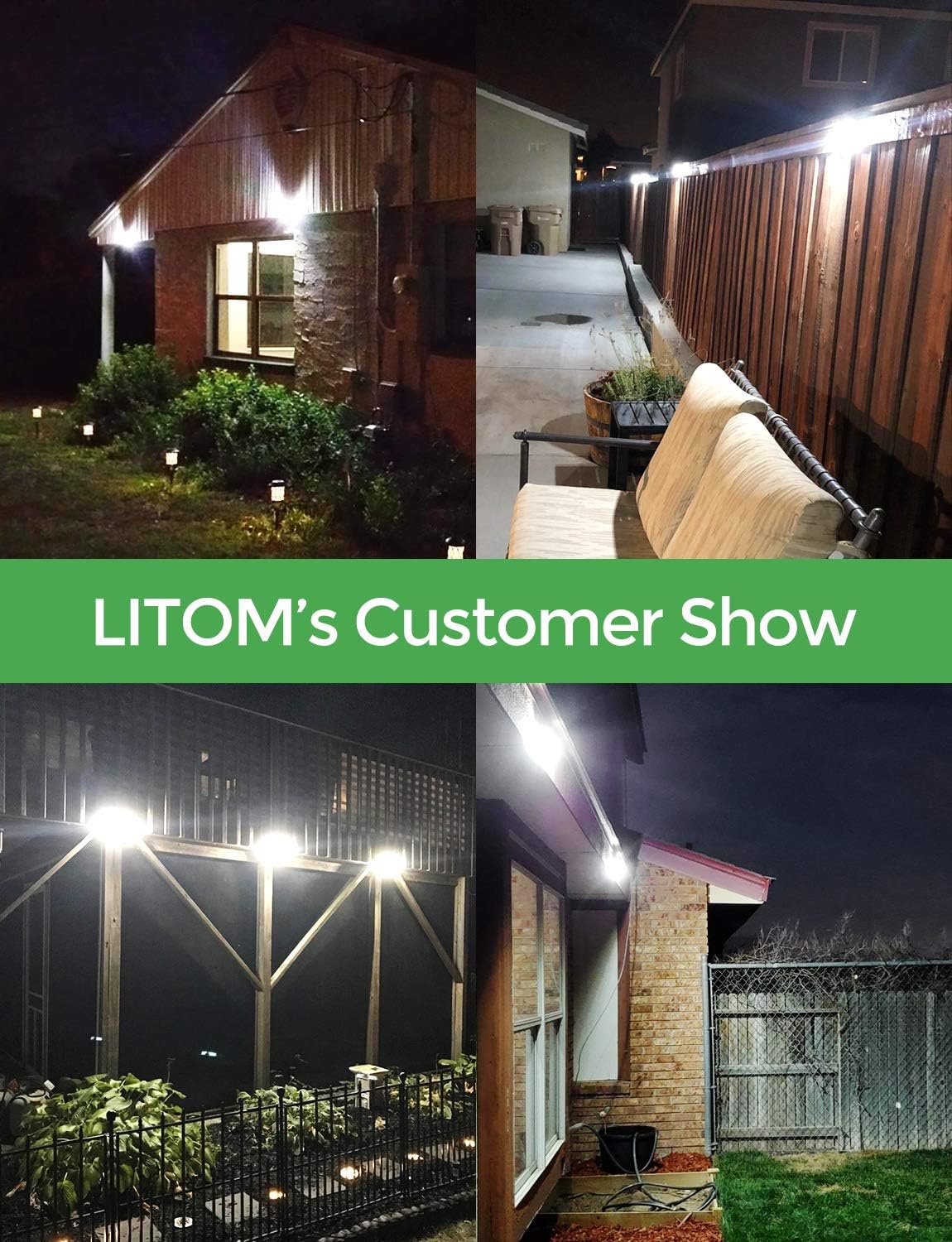 LITOM 120 LED Solar Lights Outdoor, upgraded Solar Panel with 3 Optional Modes and 270°Wide Angle, IP67 Waterproof, Portable Solar Powered Security Light 4 Pack - - 
