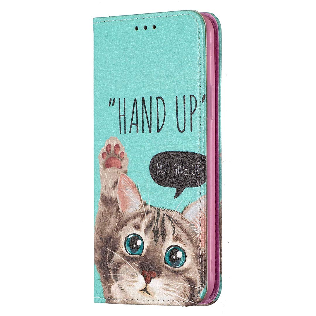 Magnetic Leather Folio Cover for Huawei Y5 2019 / Honor 8S Case, Flip Wallet Phone Cases with Card Holder Stand TPU Bumper Protective Shockproof Cover for Huawei Y5 2019 / Honor 8S, Cat