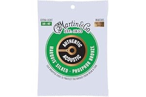 Martin Authentic Acoustic® Marquis® Silked Guitar Strings – Phosphor Bronze, Extra Light Gauge | Warm, Balanced Tone with Bridge Protection | Silk-Wrapped Ball Ends